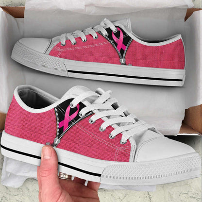 Breast Cancer Shoes Zipper Low Top Shoes Canvas Canvas Shoes, Breast Cancer Awareness Shoes