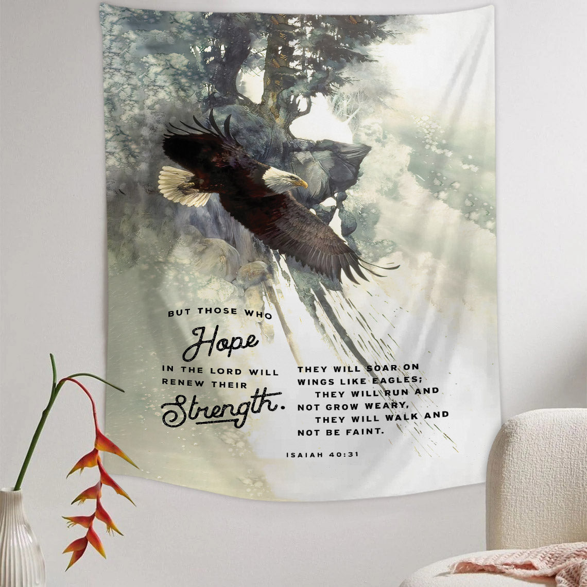 But Those Who Hopein The Lord Eagle Religious Tapestries - Christian Wall Tapestry Decor
