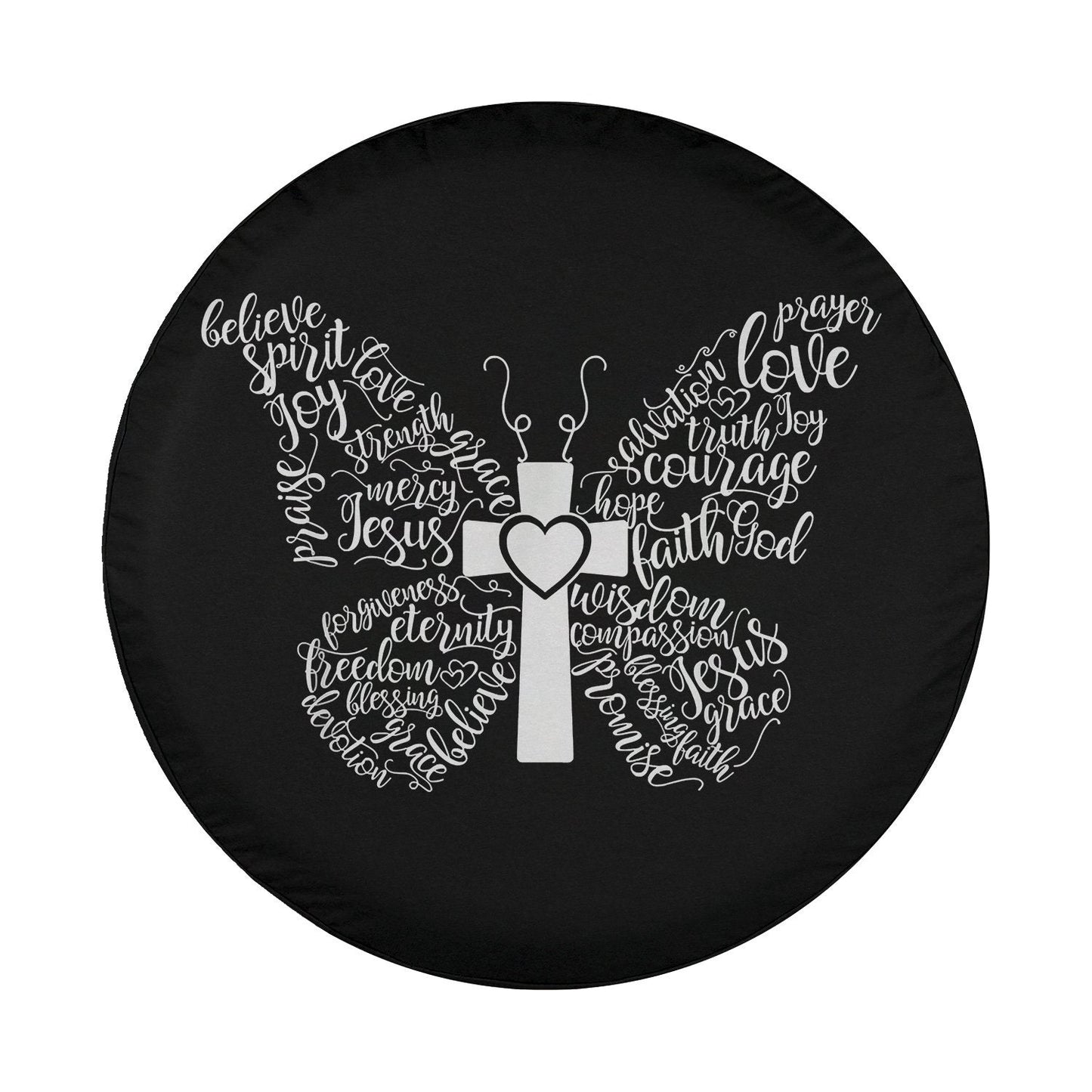 Butterfly Cross Christian Butterfly Jesus Christian Spare Tire Cover - Christian Tire Cover