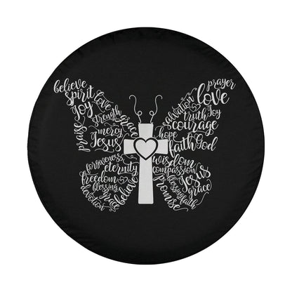 Butterfly Cross Christian Butterfly Jesus Christian Spare Tire Cover - Christian Tire Cover