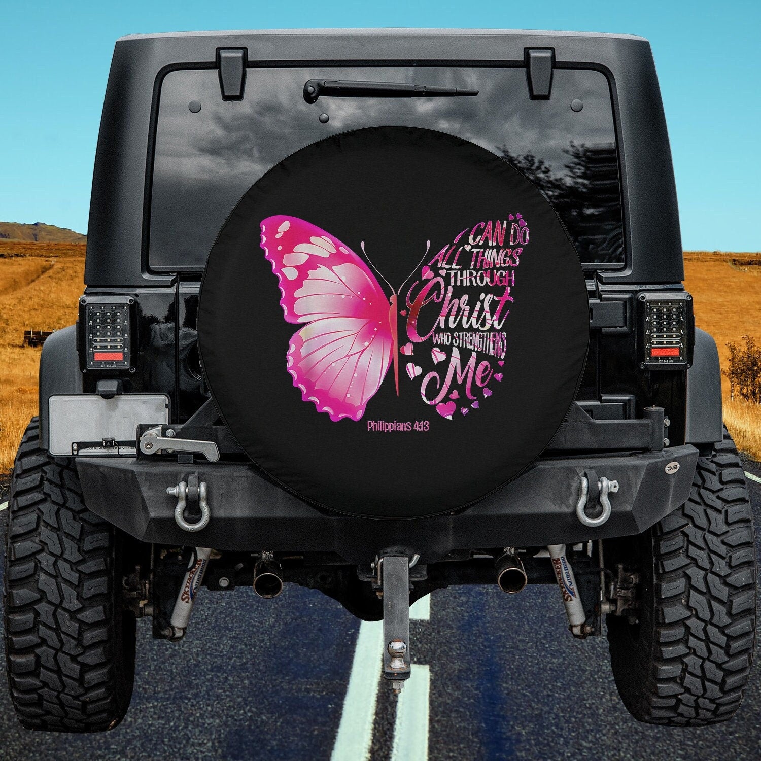 Butterfly I can do all things through christ Tire Cover - Christian Tire Cover