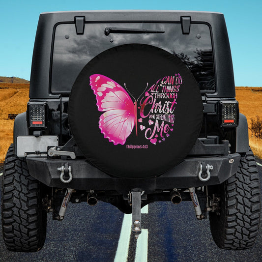 Butterfly I can do all things through christ Tire Cover - Christian Tire Cover