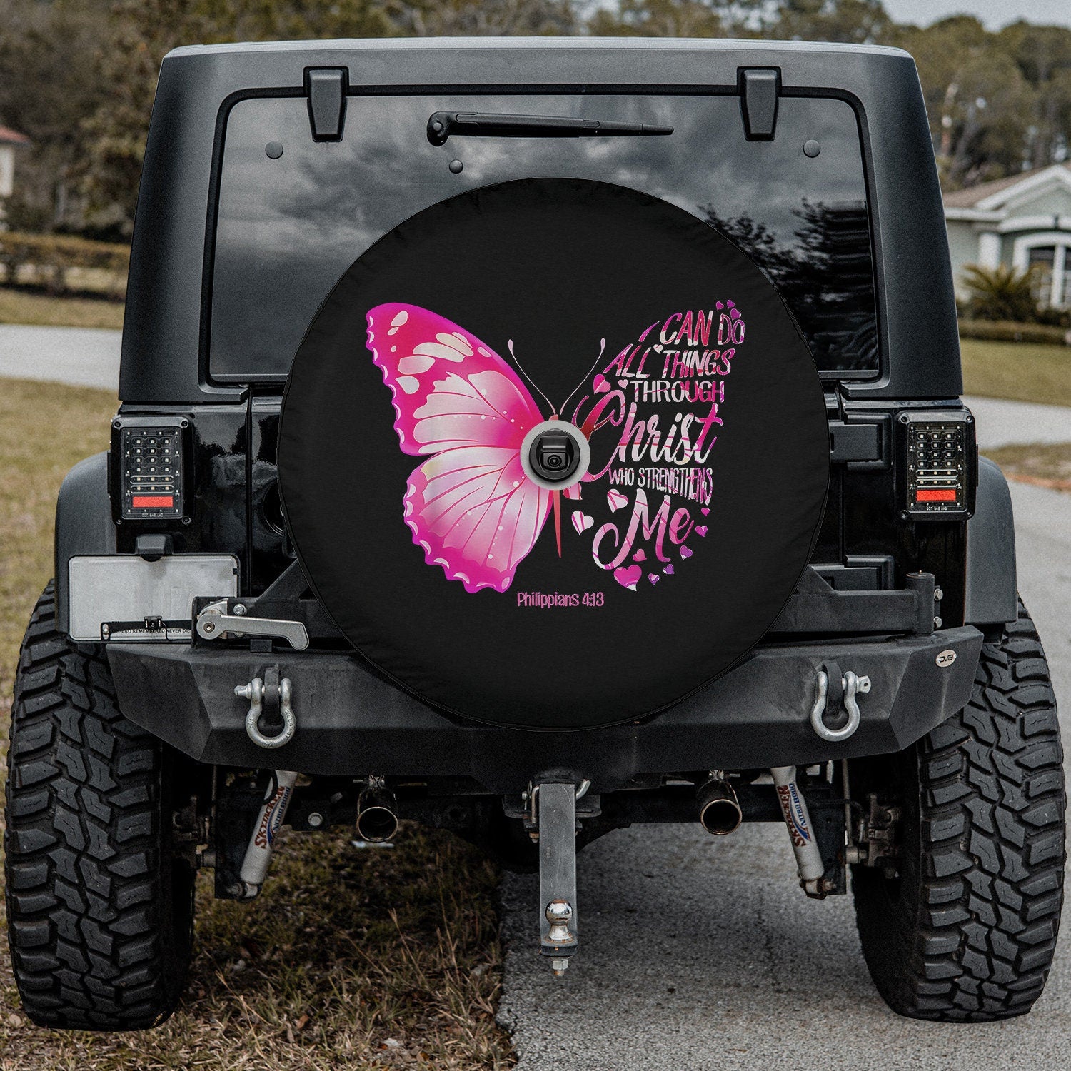 Butterfly I can do all things through christ Tire Cover - Christian Tire Cover