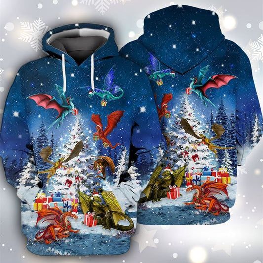 Christmas Dragon All Over Print 3D Hoodie For Men And Women, Christmas Gift, Warm Winter Clothes, Best Outfit Christmas