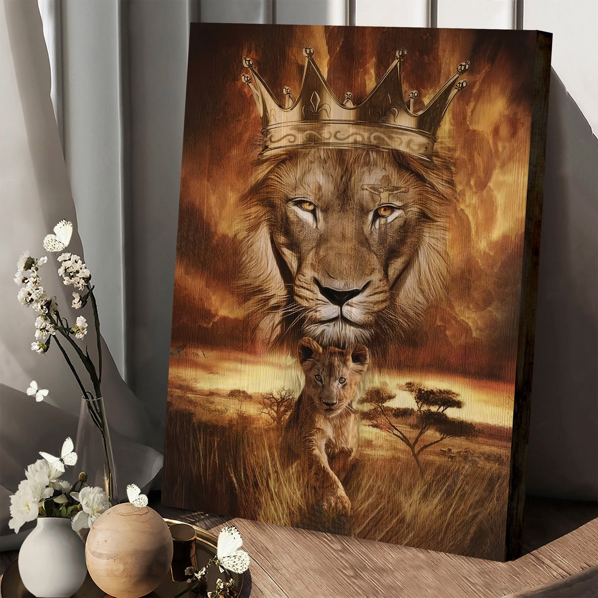 Lion Golden Crown Becoming A King Canvas - Lion Canvas Print - Christian Wall Art - Religious Home Decor