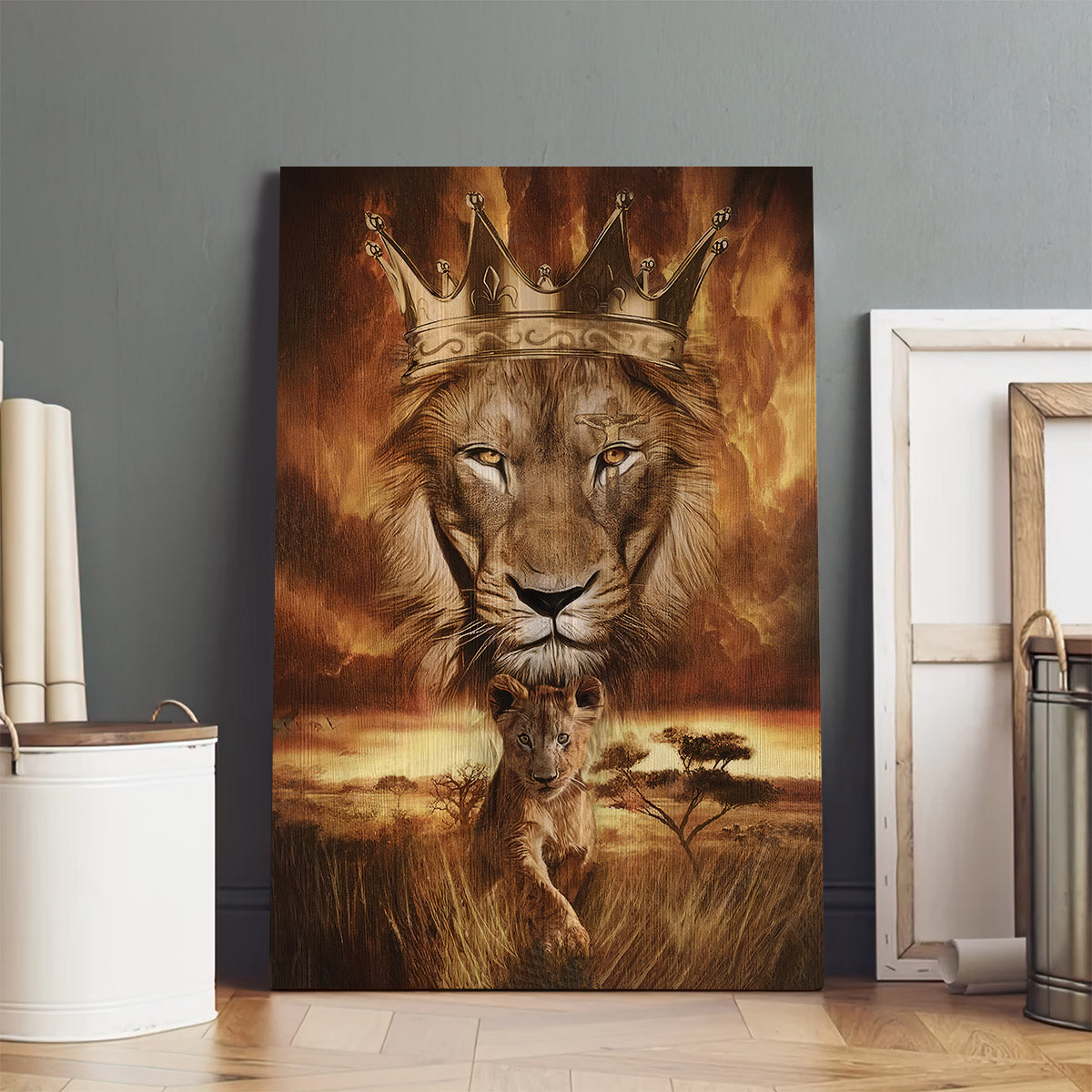 Lion Golden Crown Becoming A King Canvas - Lion Canvas Print - Christian Wall Art - Religious Home Decor