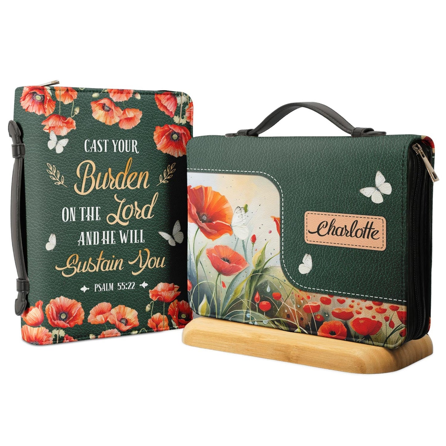 Cast Your Burden On The Lord And He Will Sustain You Psalm 55 22 Personalized Bible Covers - Custom Bible Case Christian Pastor