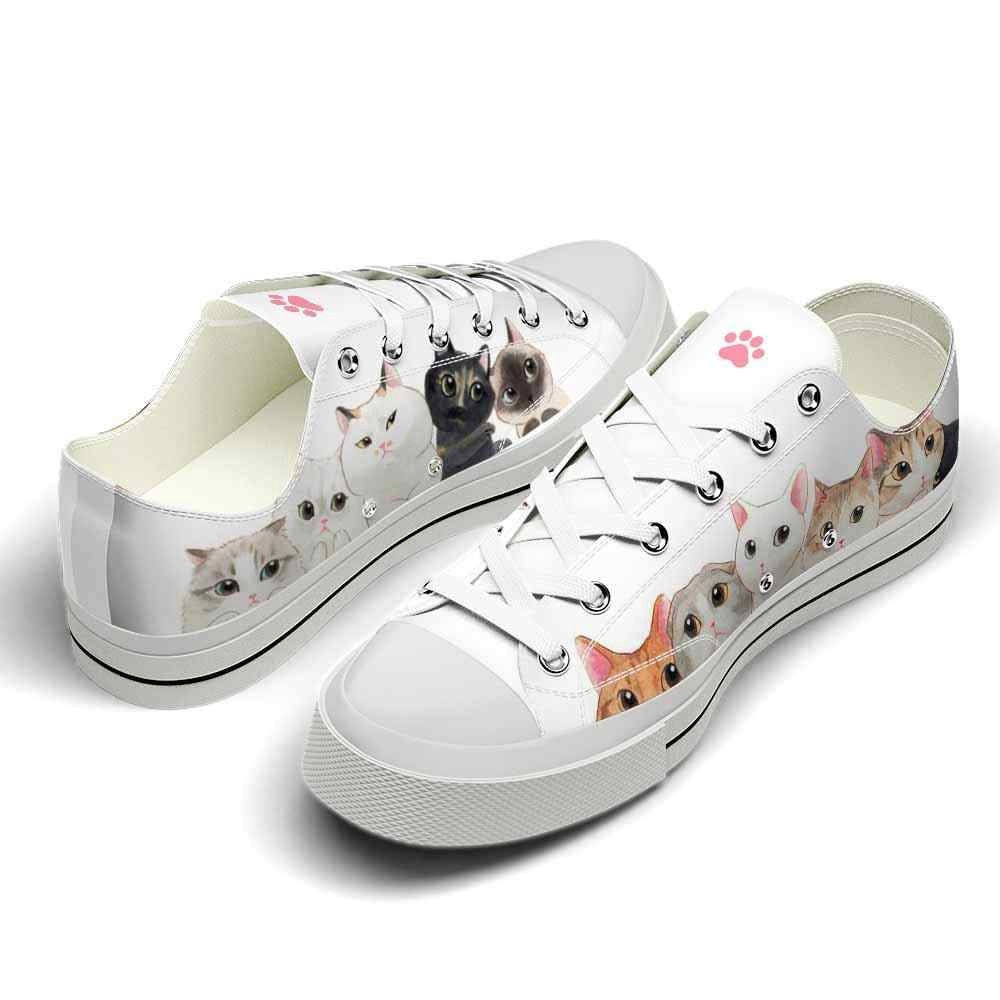 Cat Cute Collection Of Cuteness Low Top Shoes  - Happy International Dog Day Canvas Sneaker, Cat Canvas Shoes