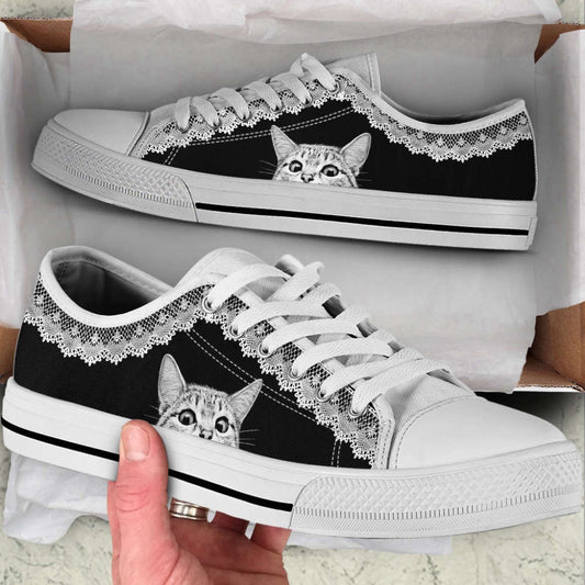 Cat Lover Shoes Lace Fabric Low Top Shoes Canvas Shoes Print Lowtop, Cat Canvas Shoes
