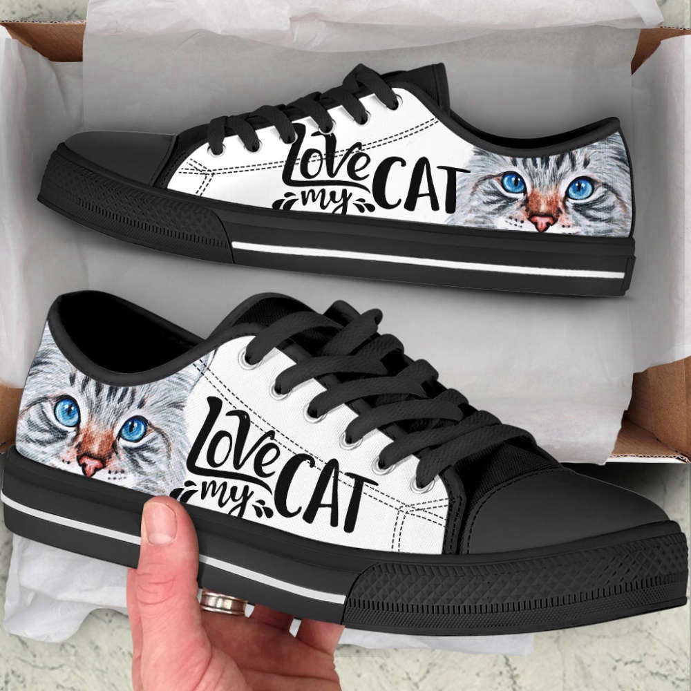 Cat Lover Shoes Love My Cat Low Top Shoes Canvas Shoes Print Lowtop, Cat Canvas Shoes
