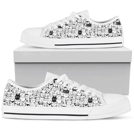 Cat Lover Womens Low Top Shoes -  Trendy Footwear, Cat Canvas Shoes