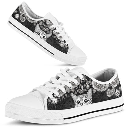 Cat Mom Kitty Printed Shoes Kitten, Cat Low Top Shoes, Gift For Cat Lovers, Cat Canvas Shoes