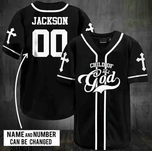 Child of God Cross Custom Baseball Jersey - Personalized Jesus Baseball Jersey For Men and Women