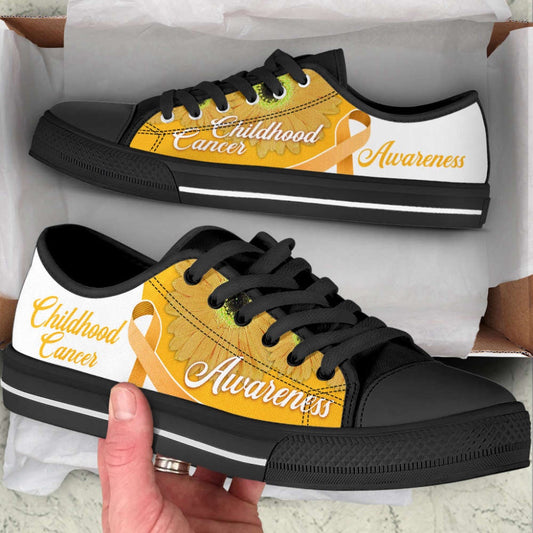 Childhood Cancer Shoes Awareness Ribbon Low Top Shoes Canvas Shoes, Breast Cancer Awareness Shoes