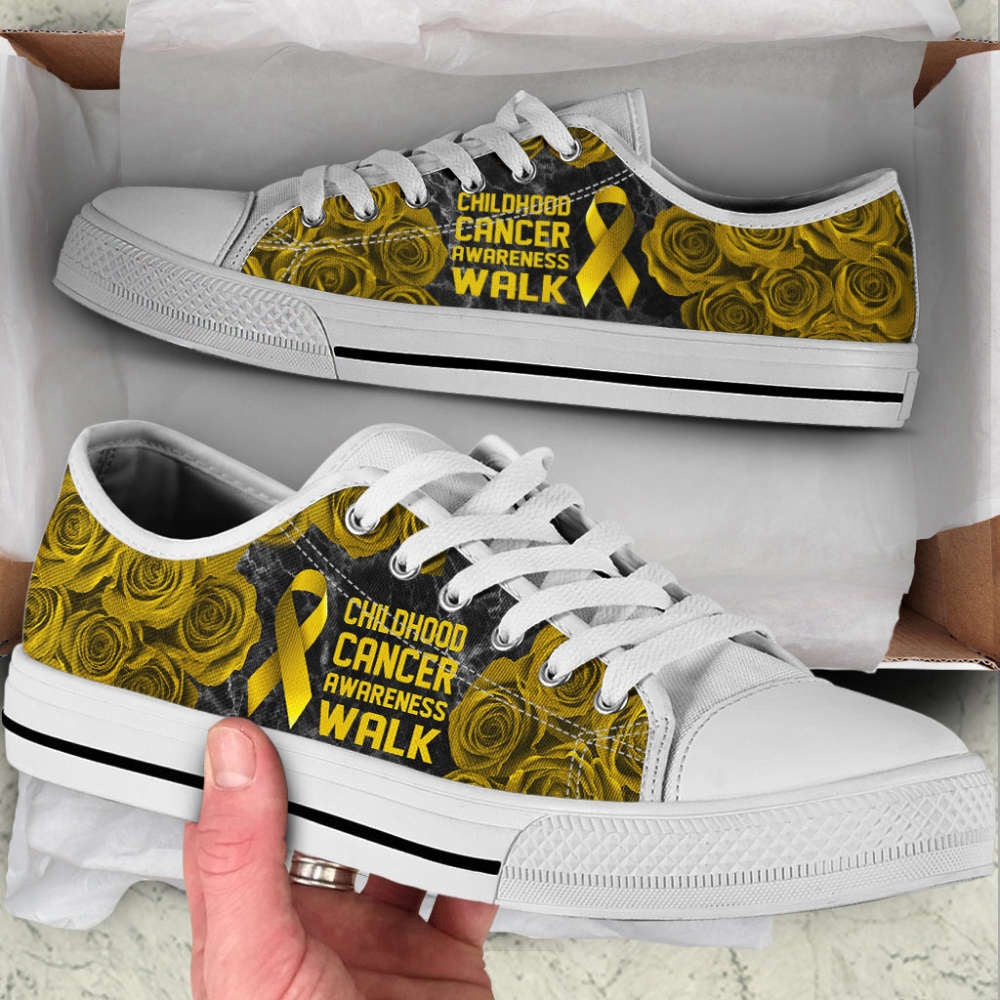 Childhood Cancer Shoes Awareness Walk Low Top Shoes Canvas Shoes, Breast Cancer Awareness Shoes
