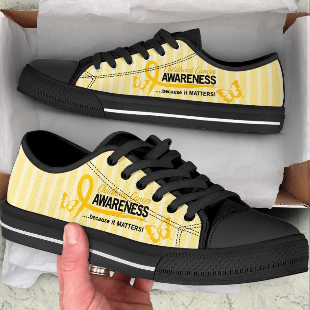 Childhood Cancer Shoes Because It Matters Low Top Shoes Canvas Shoes, Breast Cancer Awareness Shoes