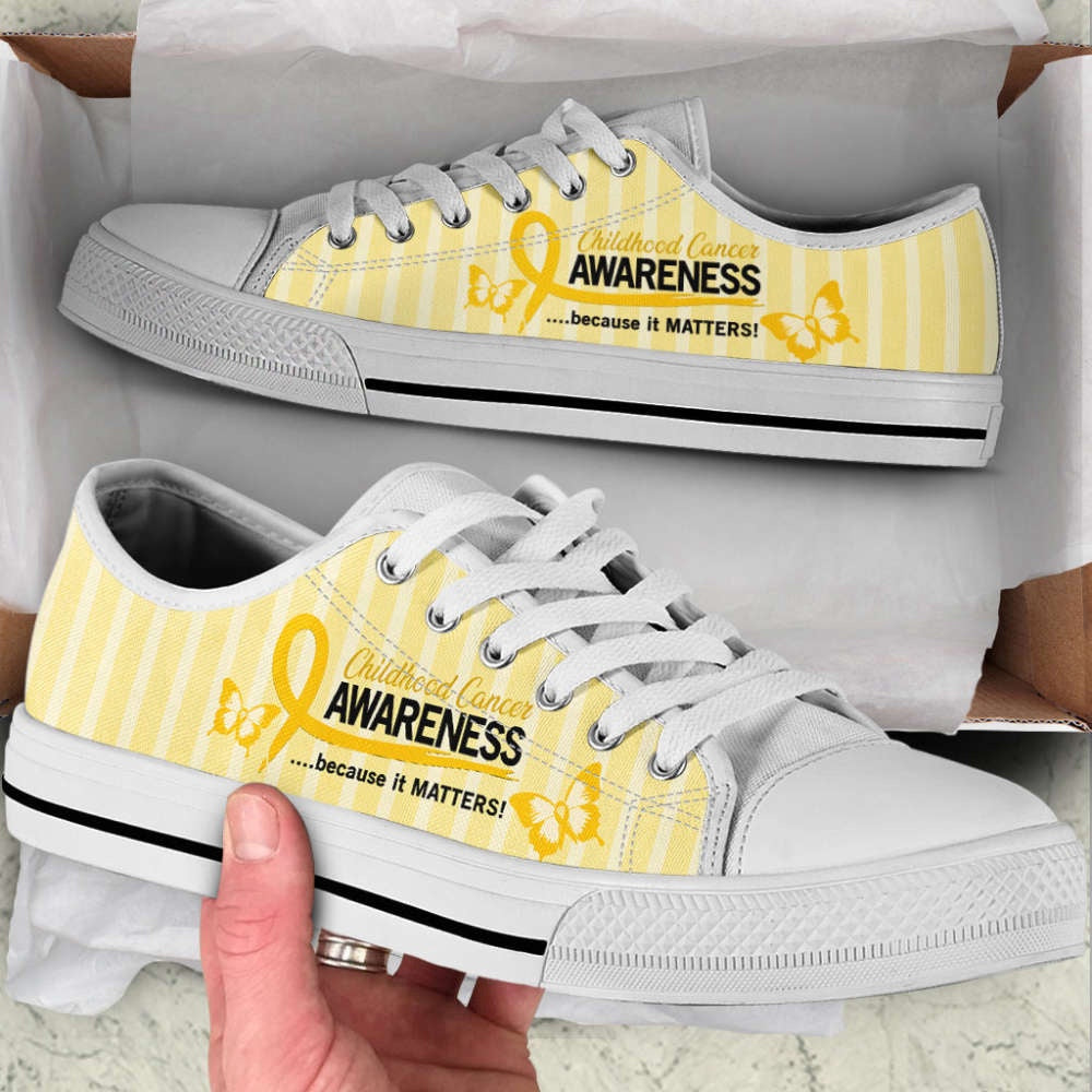 Childhood Cancer Shoes Because It Matters Low Top Shoes Canvas Shoes, Breast Cancer Awareness Shoes