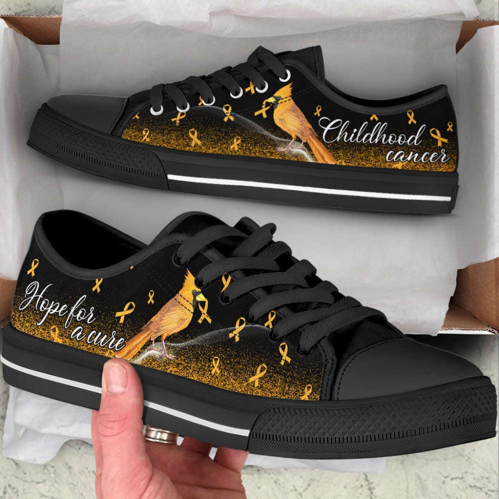 Childhood Cancer Shoes Hope For A Cure Hummingbird Low Top Shoes Canvas Shoes, Breast Cancer Awareness Shoes