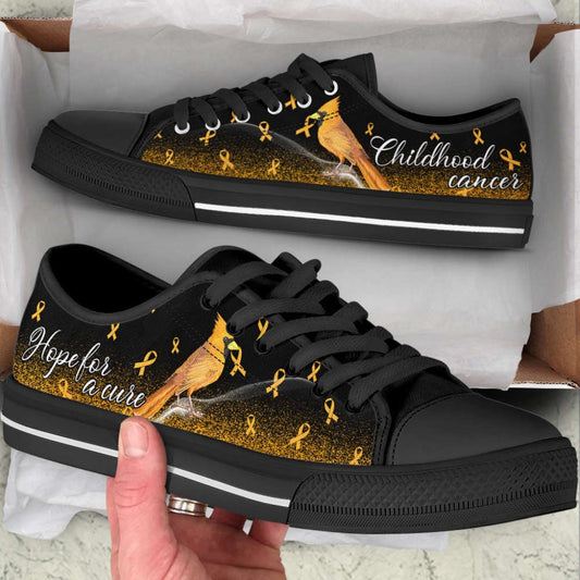 Childhood Cancer Shoes Hope For A Cure Hummingbird Low Top Shoes Canvas Shoes, Breast Cancer Awareness Shoes