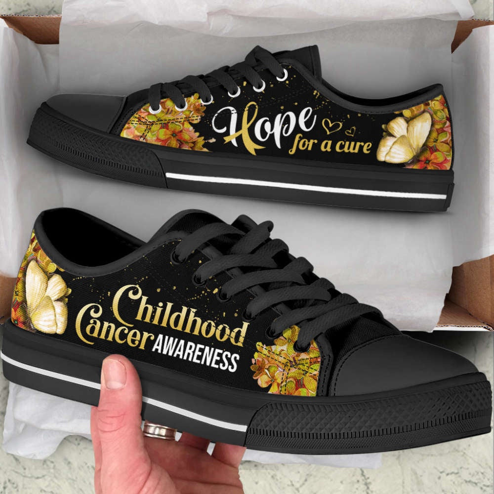 Childhood Cancer Shoes Hope For A Cure Low Top Shoes Canvas Shoes, Breast Cancer Awareness Shoes