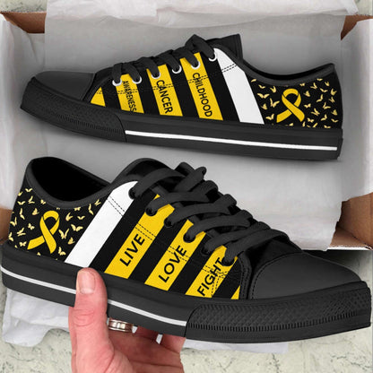 Childhood Cancer Shoes Plaid Low Top Shoes Canvas Shoes, Breast Cancer Awareness Shoes