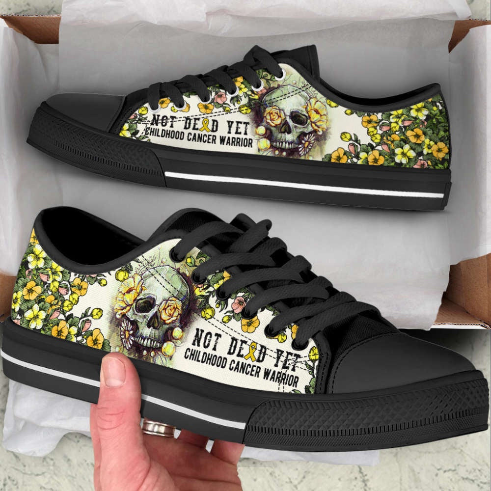 Childhood Cancer Shoes Rose Flowers Skull Low Top Shoes Canvas Shoes, Breast Cancer Awareness Shoes