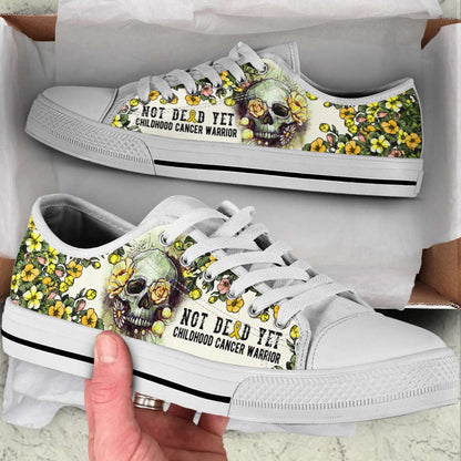 Childhood Cancer Shoes Rose Flowers Skull Low Top Shoes Canvas Shoes, Breast Cancer Awareness Shoes