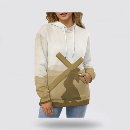 Christ Carrying The Cross 3d Hoodies For Women Men - Christian Apparel Hoodies