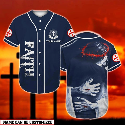 Christ Hugs Faith Custom Baseball Jersey - Personalized Jesus Baseball Jersey For Men and Women