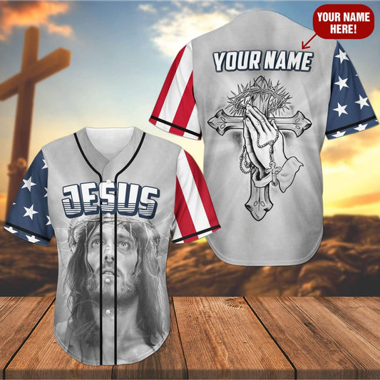 Christ Pray The Savior Cross Custom Baseball Jersey - Personalized Jesus Baseball Jersey For Men and Women