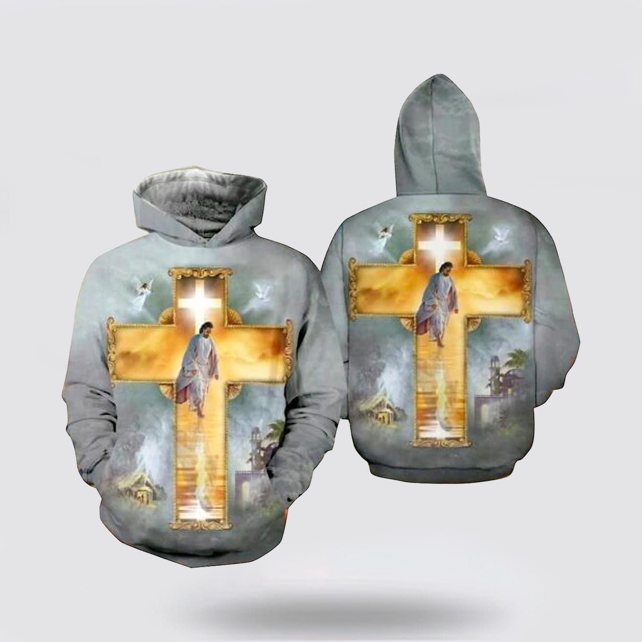 Christian Jesus Walks Cross 3d Hoodies For Women Men - Christian Apparel Hoodies