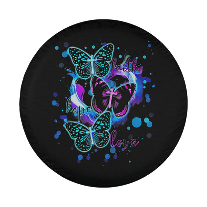 Christian Butterfly Cross Faith Hope Love Jesus Spare Tire Cover - Christian Tire Cover