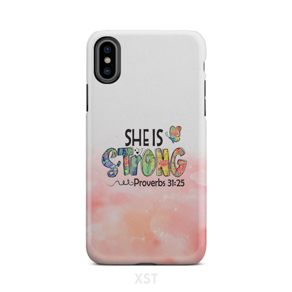 Christian Phone Case She Is Strong Proverbs 3125 Butterfly - Christian Gifts for Women
