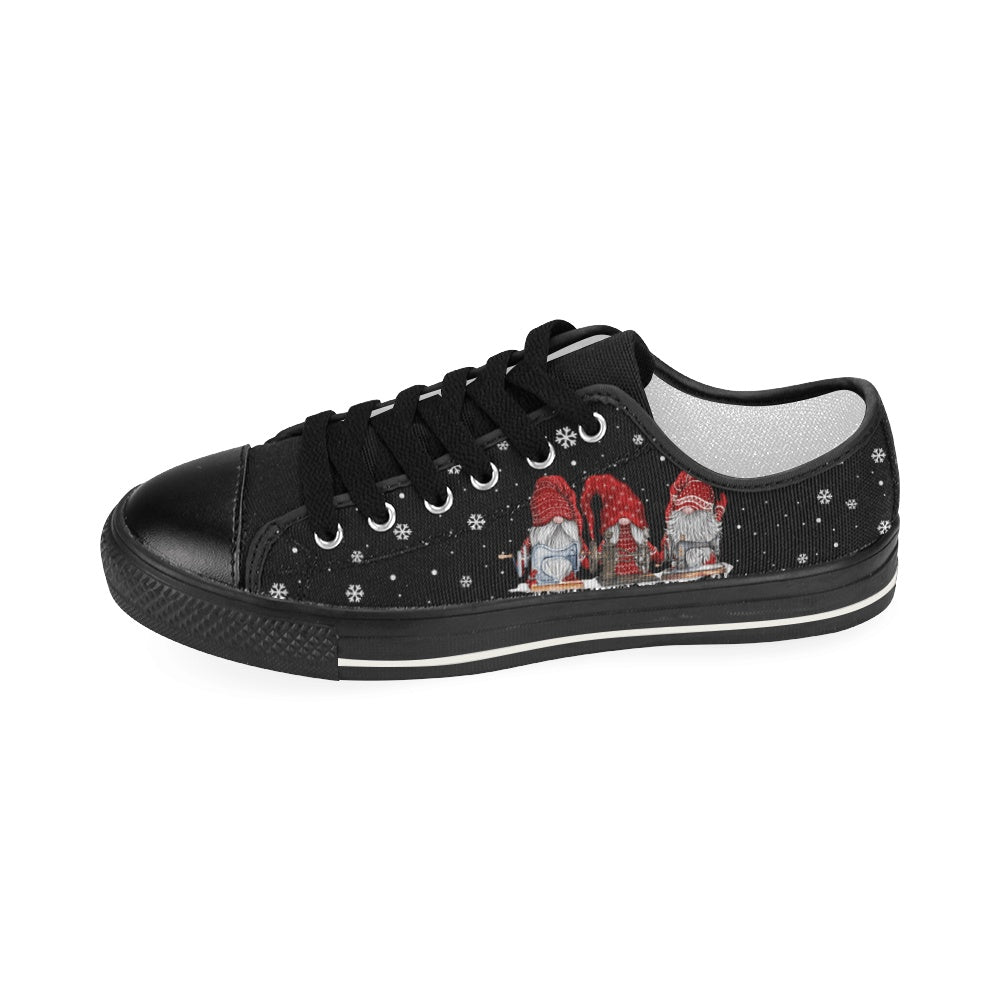 Christmas Santa Claus Sewing Low Top Shoes For Women, Low Top Sneaker, Low Top Canvas Shoes