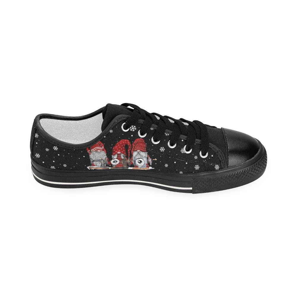 Christmas Santa Claus Sewing Low Top Shoes For Women, Low Top Sneaker, Low Top Canvas Shoes