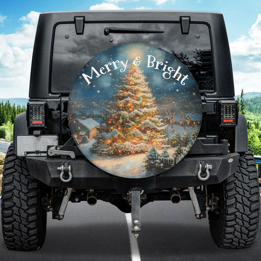 Christmas Tree Merry And Bright Spare Tire Cover - Christian Tire Cover