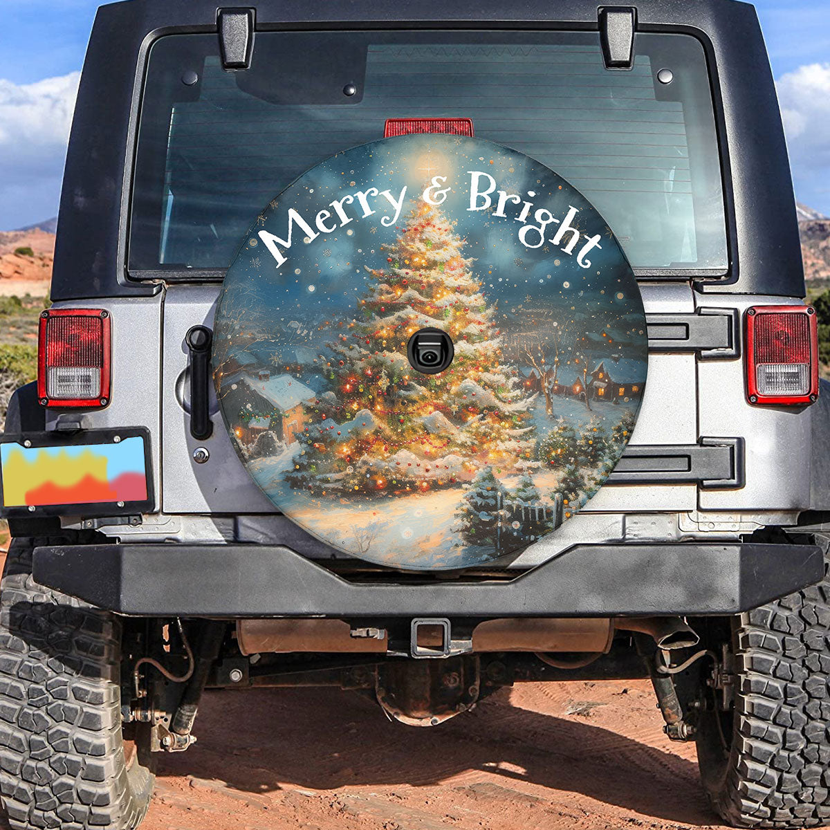 Christmas Tree Merry And Bright Spare Tire Cover - Christian Tire Cover