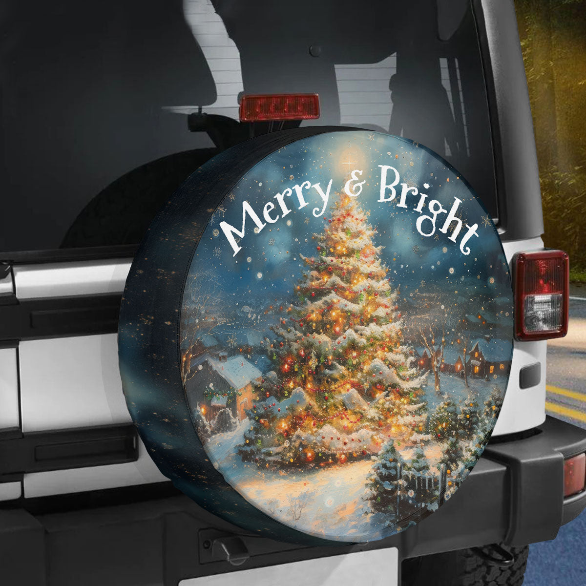 Christmas Tree Merry And Bright Spare Tire Cover - Christian Tire Cover