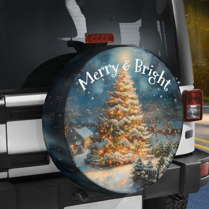 Christmas Tree Merry And Bright Spare Tire Cover - Christian Tire Cover