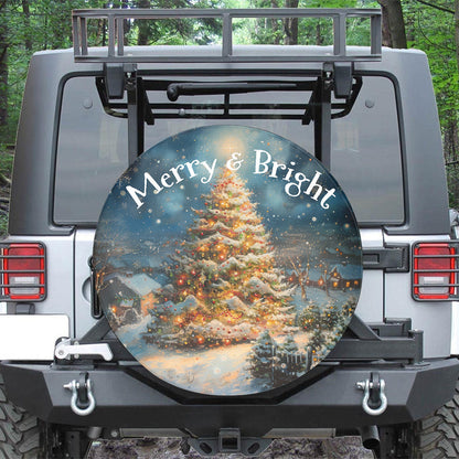 Christmas Tree Merry And Bright Spare Tire Cover - Christian Tire Cover