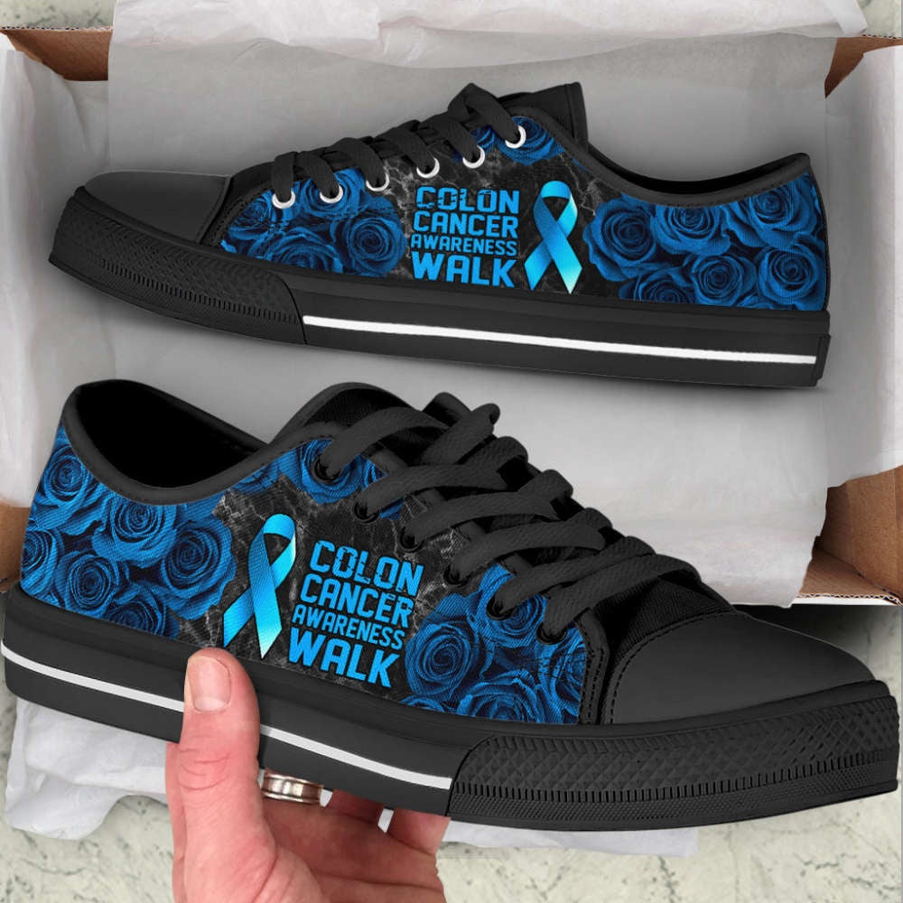 Colon Cancer Shoes Awareness Walk Low Top Shoes Canvas Shoes, Breast Cancer Awareness Shoes