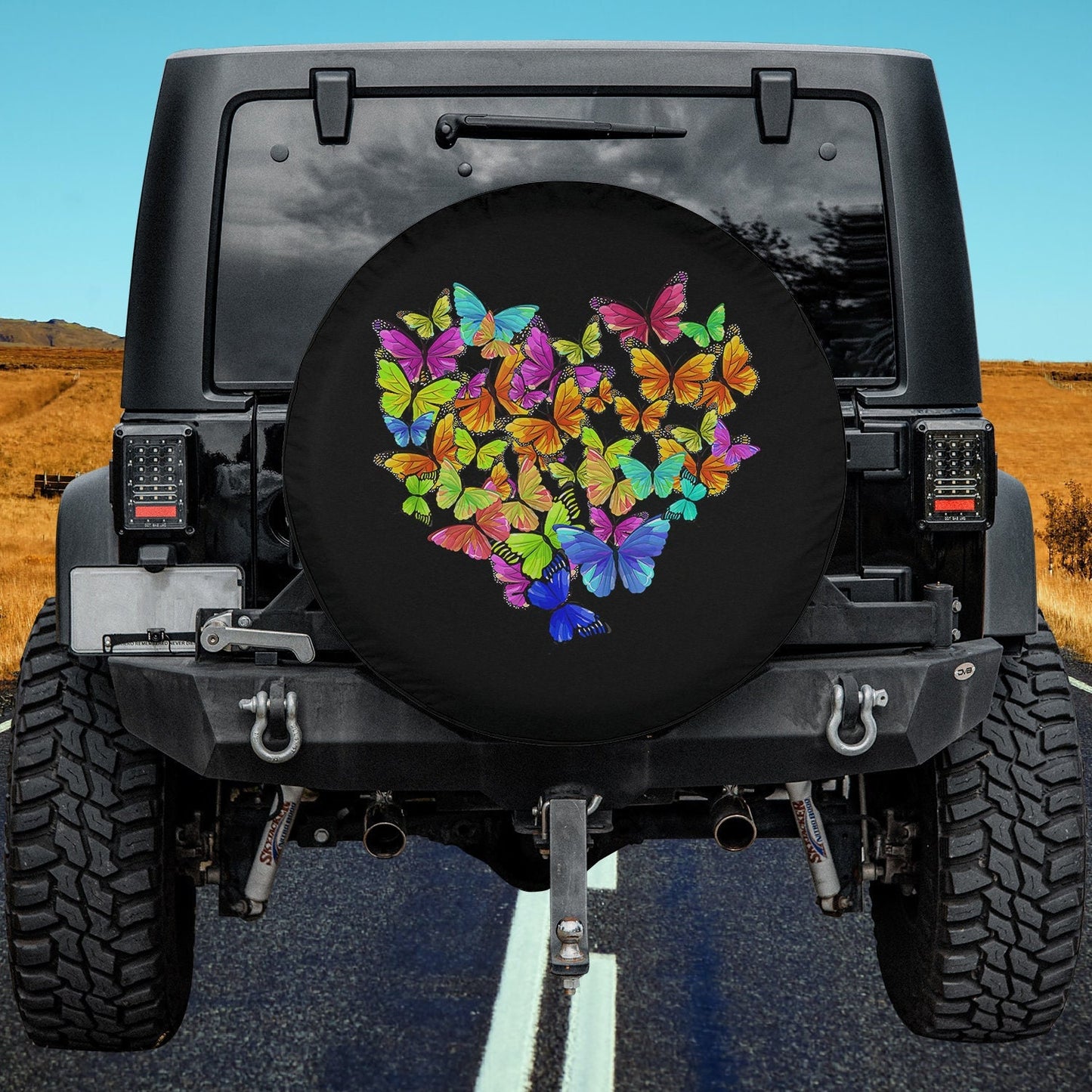 Colorful Cute Butterfly Heart Spare Tire Cover - Christian Tire Cover