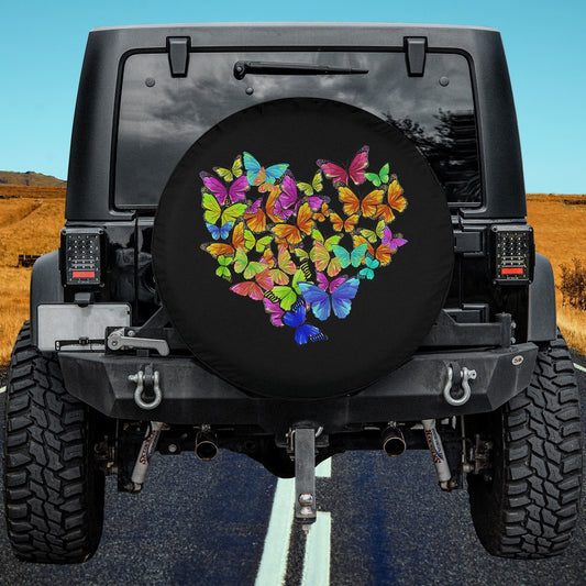 Colorful Cute Butterfly Heart Spare Tire Cover - Christian Tire Cover