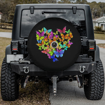 Colorful Cute Butterfly Heart Spare Tire Cover - Christian Tire Cover