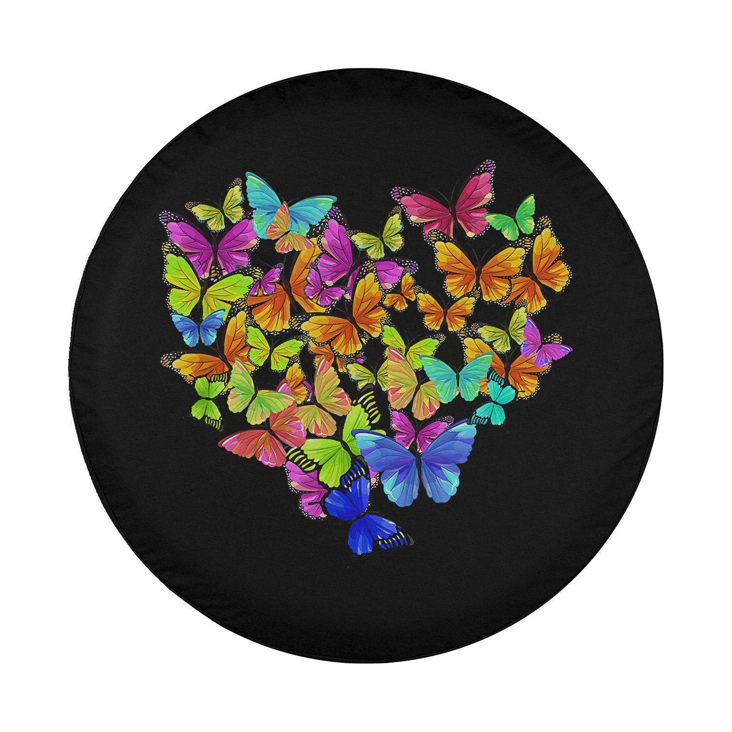 Colorful Cute Butterfly Heart Spare Tire Cover - Christian Tire Cover