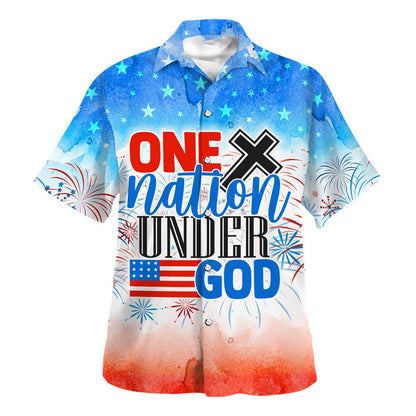 Colorful One Nation Under God Hawaiian Shirt For Men and Women - Christian Hawaiian shirt