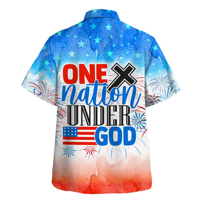 Colorful One Nation Under God Hawaiian Shirt For Men and Women - Christian Hawaiian shirt