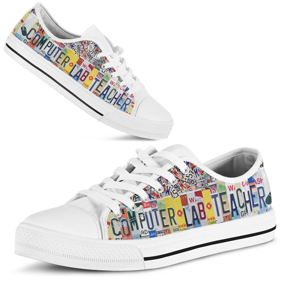 Computer Lab Teacher License Plates Low Top Shoes, Teacher Shoes, Low Top Sneakers