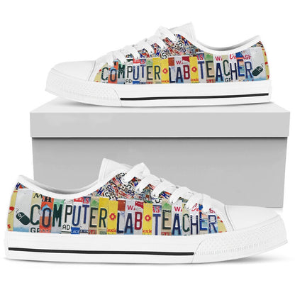 Computer Lab Teacher License Plates Low Top Shoes, Teacher Shoes, Low Top Sneakers