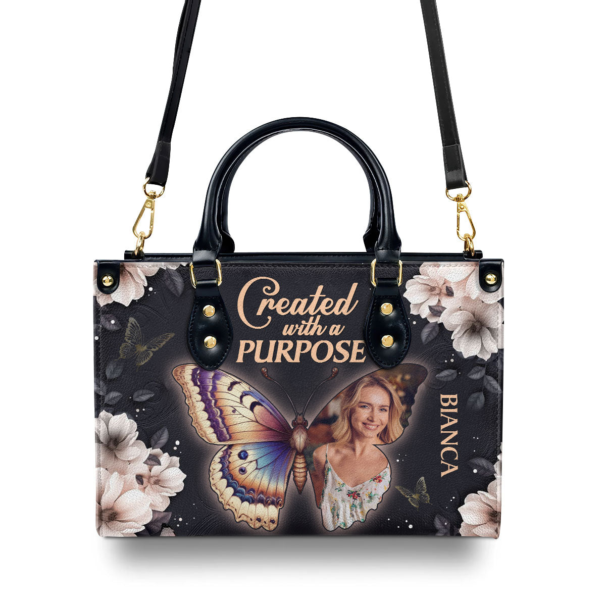 Created With A Purpose Personalized Leather Handbag - Custom Photo Bag - Jesus Handbag
